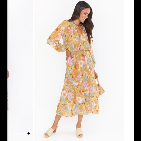 Show Me Your Mumu Cait Midi Dress size Small color groovy blooms - Picture 4 of 5
